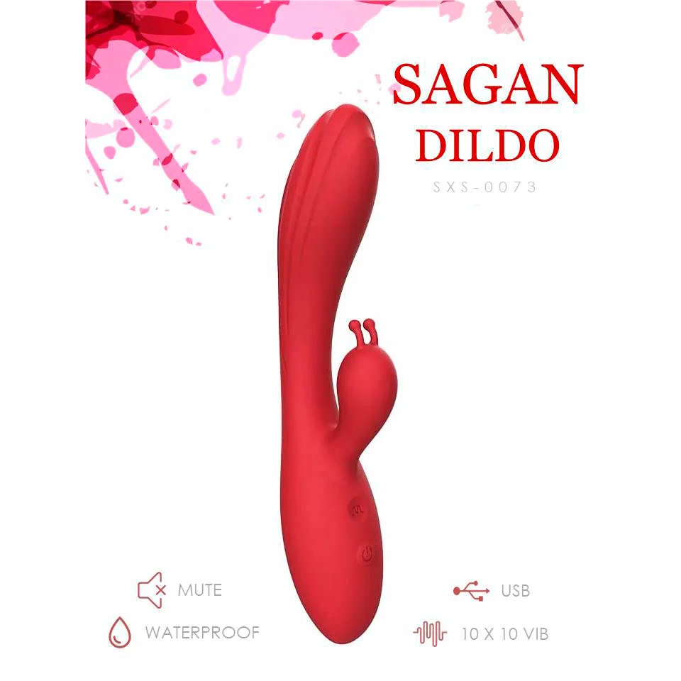 VIBRADOR SAGAN CON ESTIMULADOR DE CLITORIS RECARGABLE